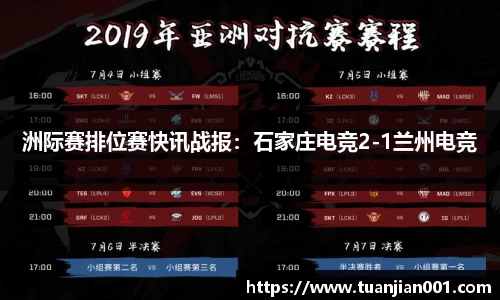 洲际赛排位赛快讯战报：石家庄电竞2-1兰州电竞